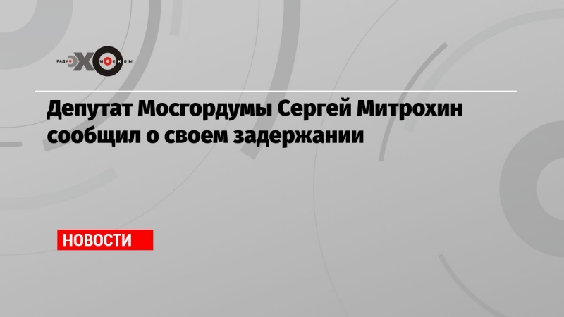 Депутат Мосгордумы Сергей Митрохин сообщил о своем задержании