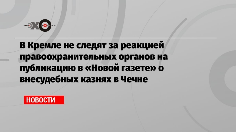 В Кремле не следят за реакцией правоохранительных органов на публикацию в «Новой газете» о внесудебных казнях в Чечне 