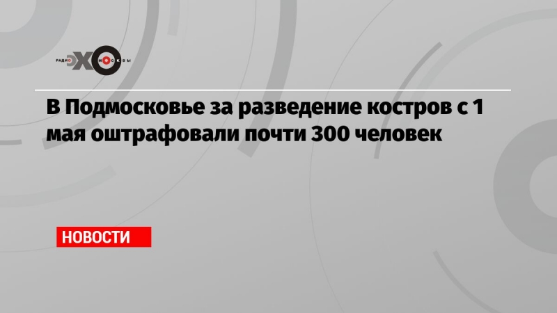 В Подмосковье за разведение костров с 1 мая оштрафовали почти 300 человек