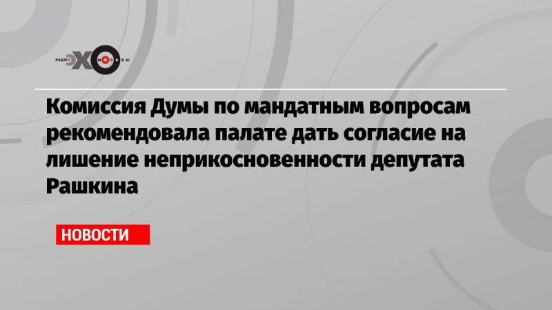 Комиссия Думы по мандатным вопросам рекомендовала палате дать согласие на лишение неприкосновенности депутата Рашкина