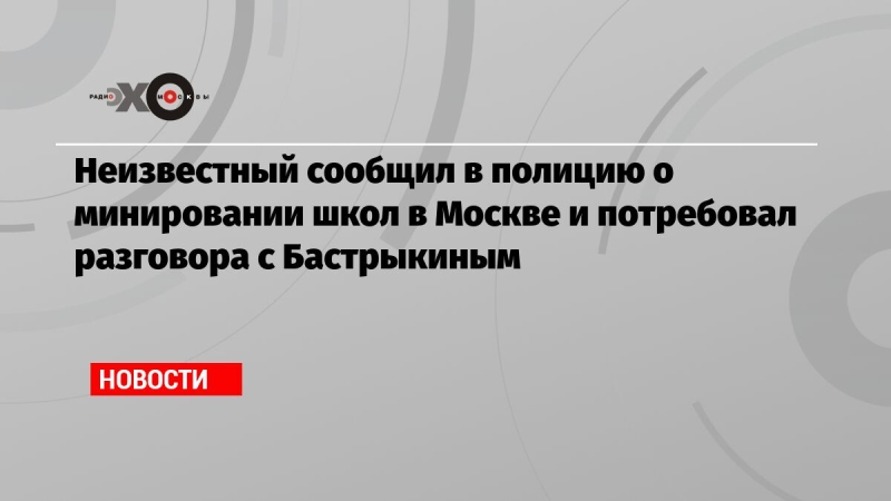 Неизвестный сообщил в полицию о минировании школ в Москве и потребовал разговора с Бастрыкиным